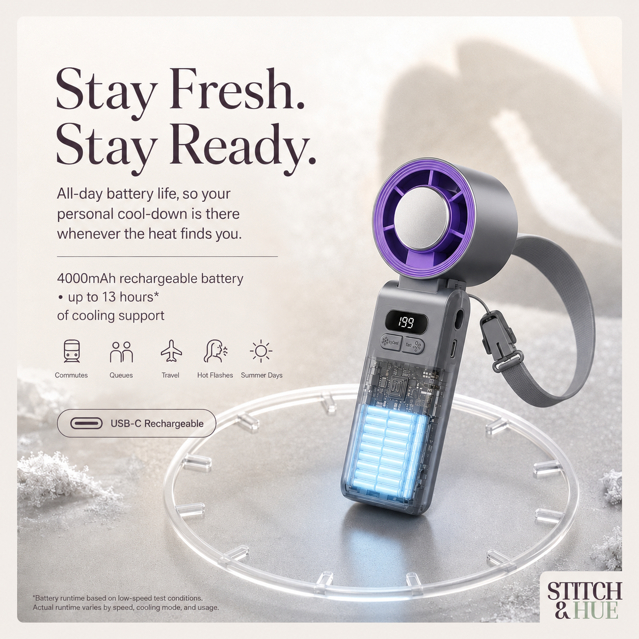 STITCH AND HUE ICYCOOL™  HANDHELD COOLING FAN