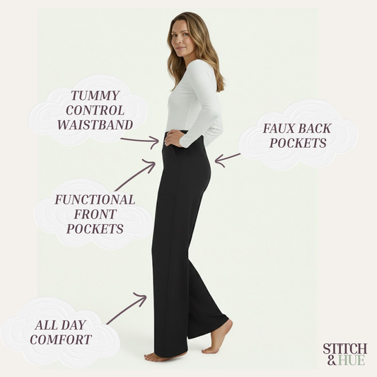 STITCH AND HUE WORK YOGA PANTS
