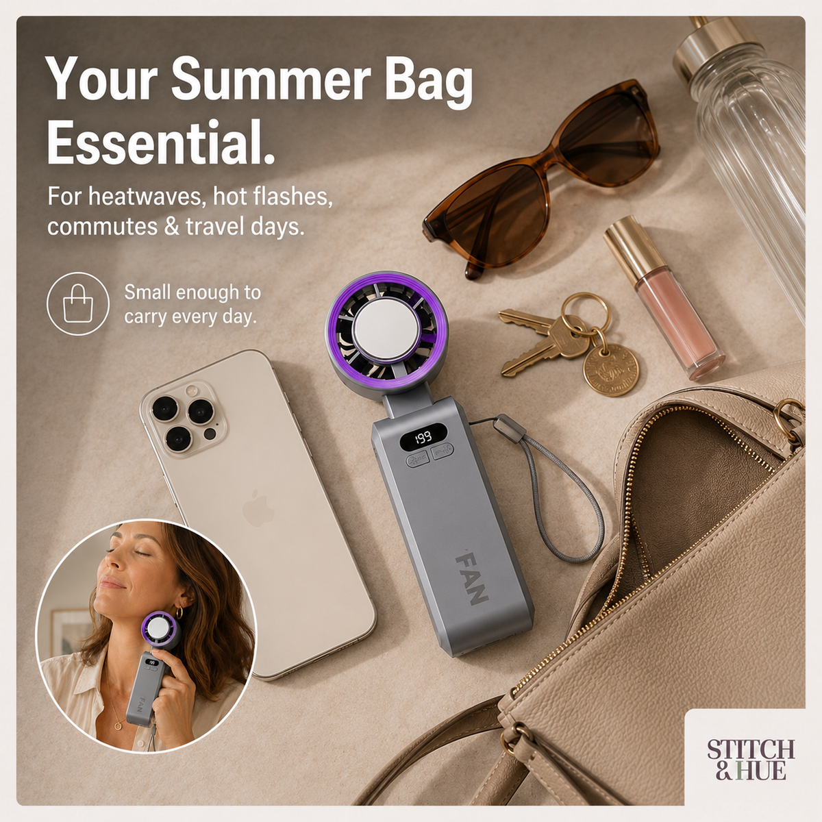 STITCH AND HUE ICYCOOL™  HANDHELD COOLING FAN