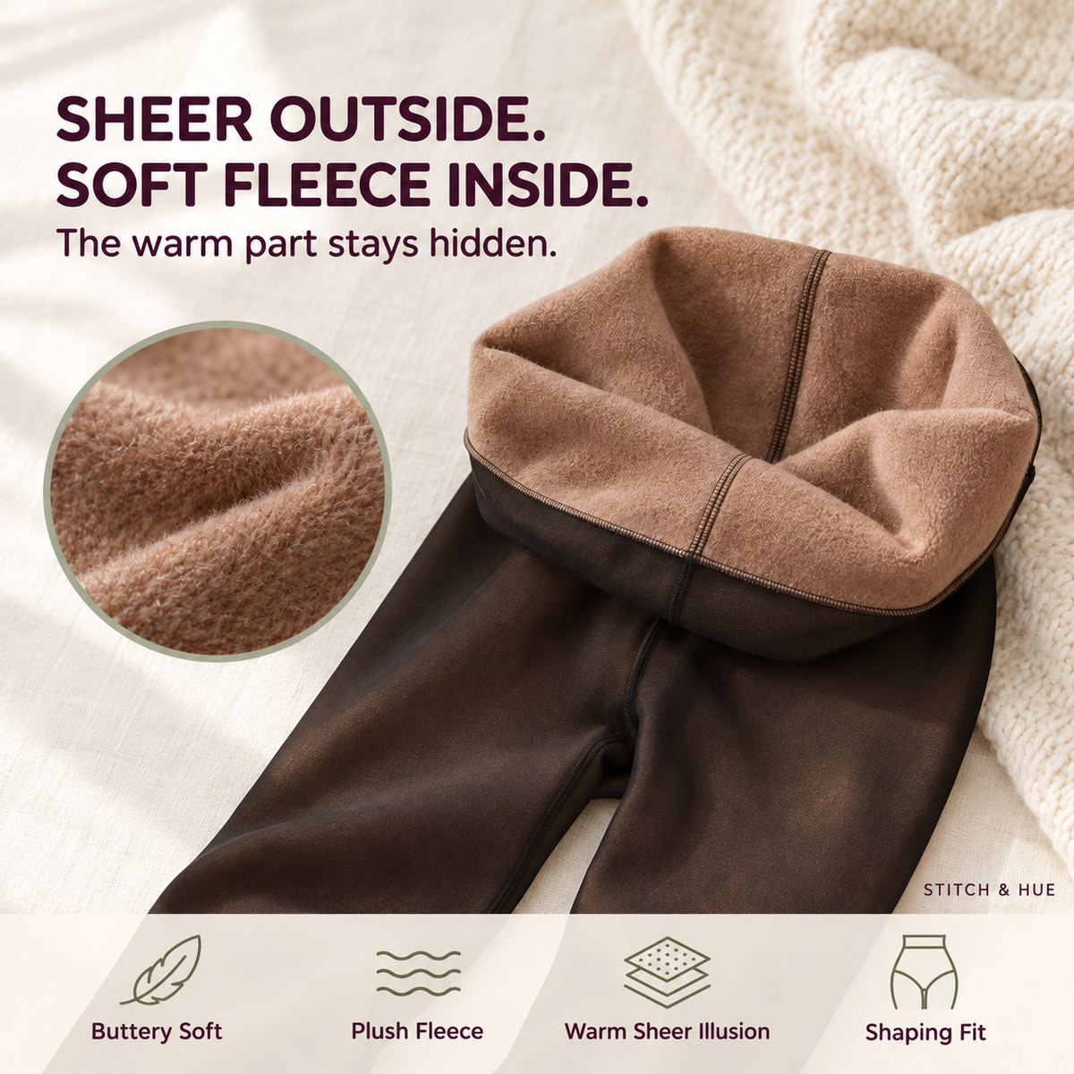 STITCH AND HUE SHAPING FLEECE TIGHTS