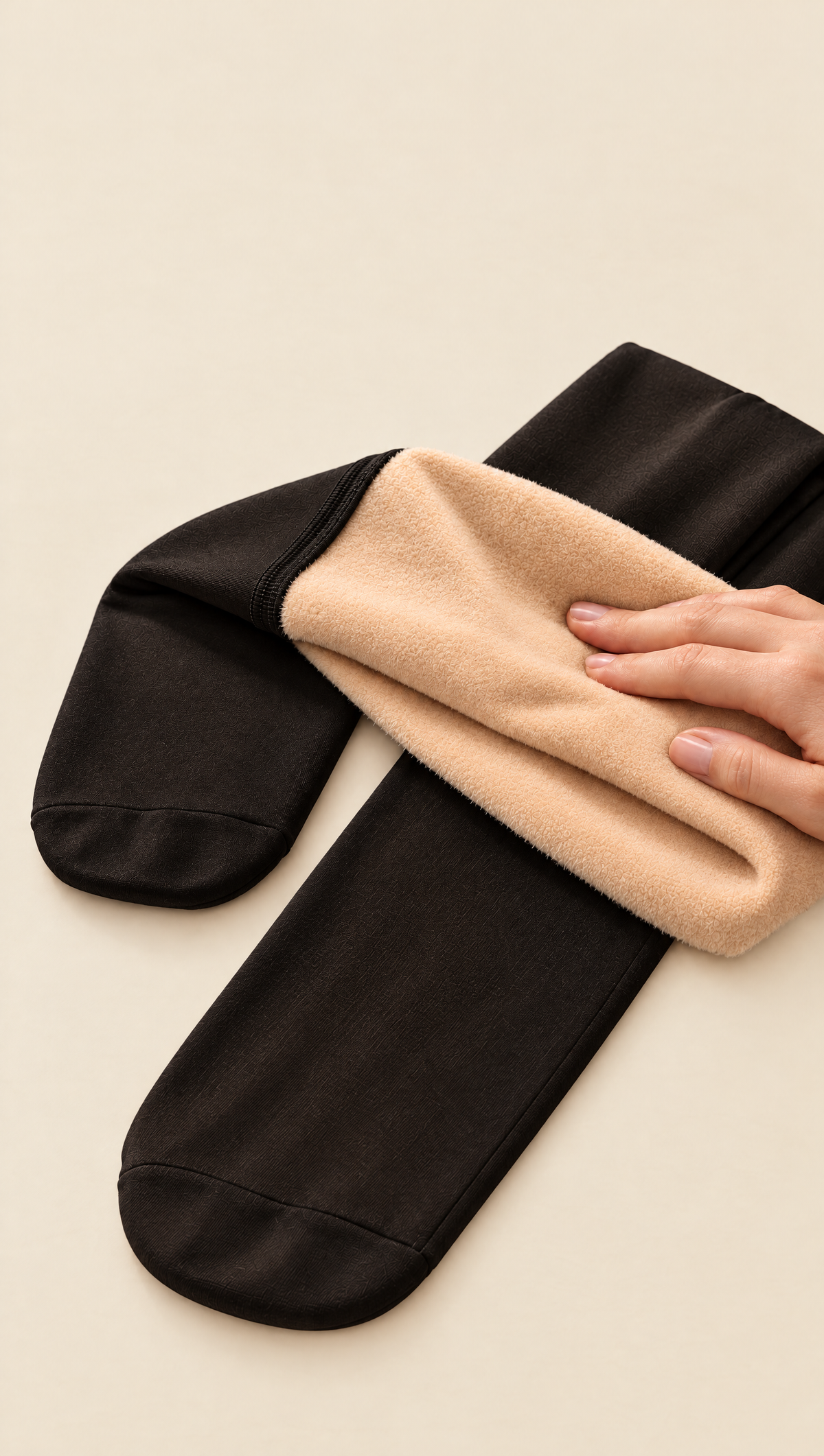 Tights turned out to show the brushed fleece lining